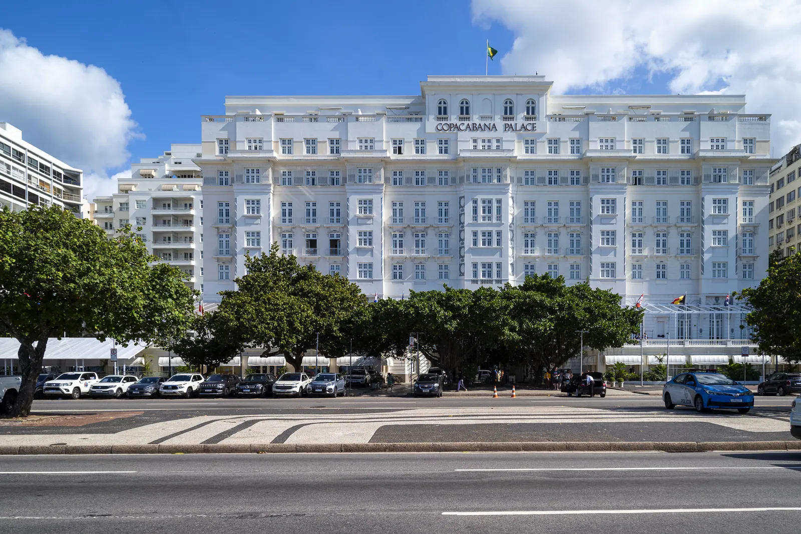 The Copacabana Palace on Avenida Atlântica, at the far end of the beach